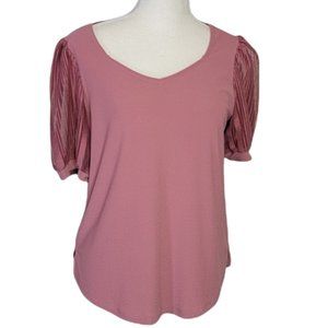 Retrology Women's  Petite Pink Rose Blouse Top Size  Petite M